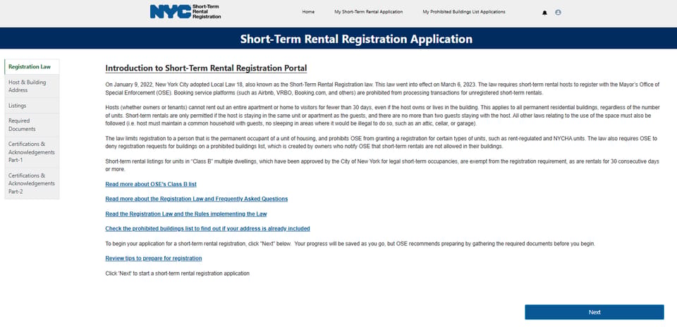 New York City short-term rental registration portal introduction and eligibility requirements under Local Law 18
