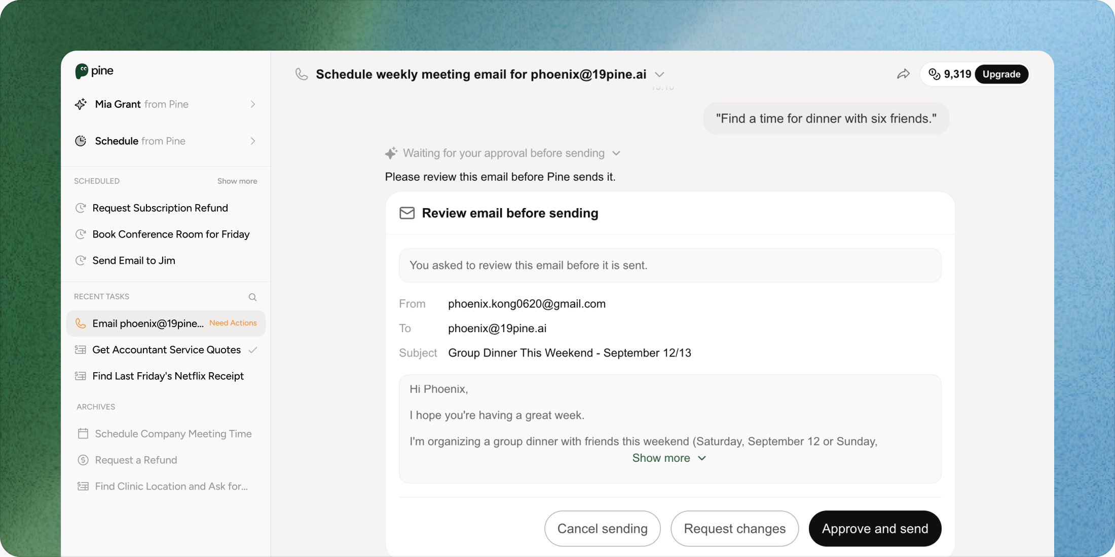 Pine Mail organizing an email task and its supporting research